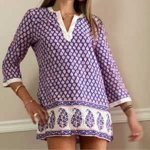 NWOT JCREW TUNIC BATIK PATTERN V-NECK WITH 3/4 SLEEVES.